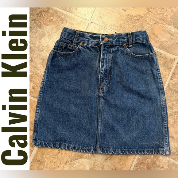 Vintage Calvin Klein Youth Blue Denim Skirt -14Y- - Picture 1 of 4